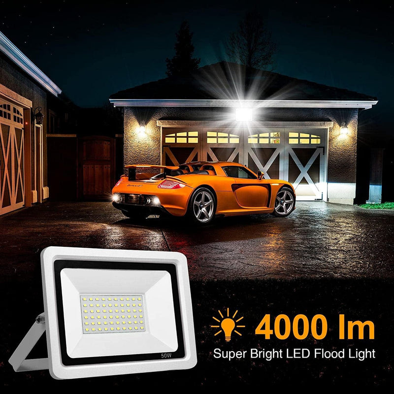 50W LED Flood Light Outdoor, 5000LM Waterproof outside Security Floodlights 6500K Daylight White IP66 Ultra-Thin Outdoor Security Lights Spot Light for Garden Yard Square Garage Warehouse Lighting Home & Garden > Lighting > Flood & Spot Lights Houssem   