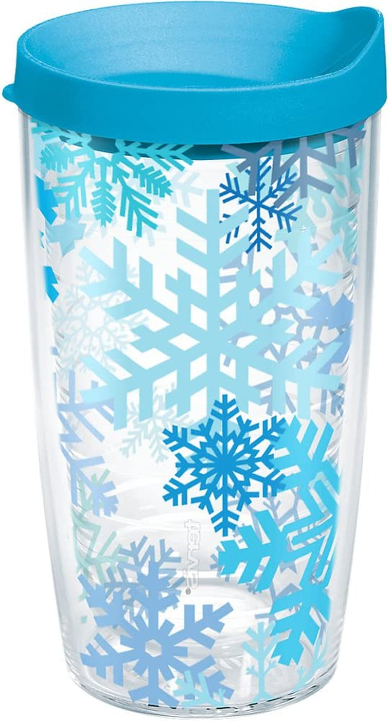 Tervis Snowflakes Tumbler with Wrap and Blue Lid 16Oz, Clear Home & Garden > Kitchen & Dining > Tableware > Drinkware Tervis Lidded 16oz 