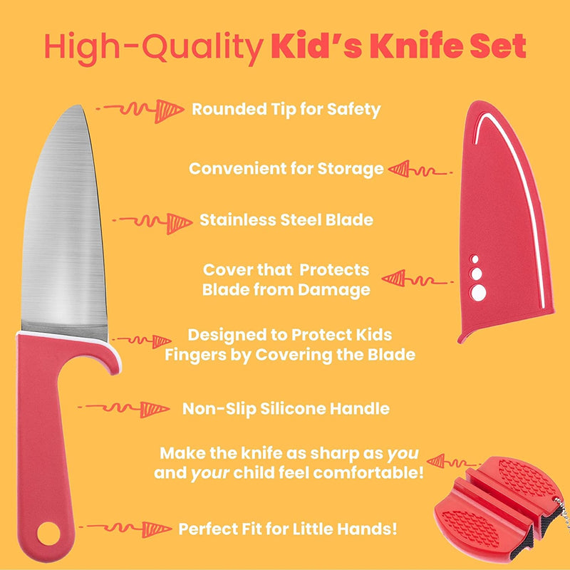 Kids Knifes for Real Cooking | Kids Knife Set for Kids Cooking, Kid Safe Knives, Kid Friendly Knives for Kid Knives for Cutting Kids Kitchen Knives Home & Garden > Kitchen & Dining > Kitchen Tools & Utensils RiseBrite   