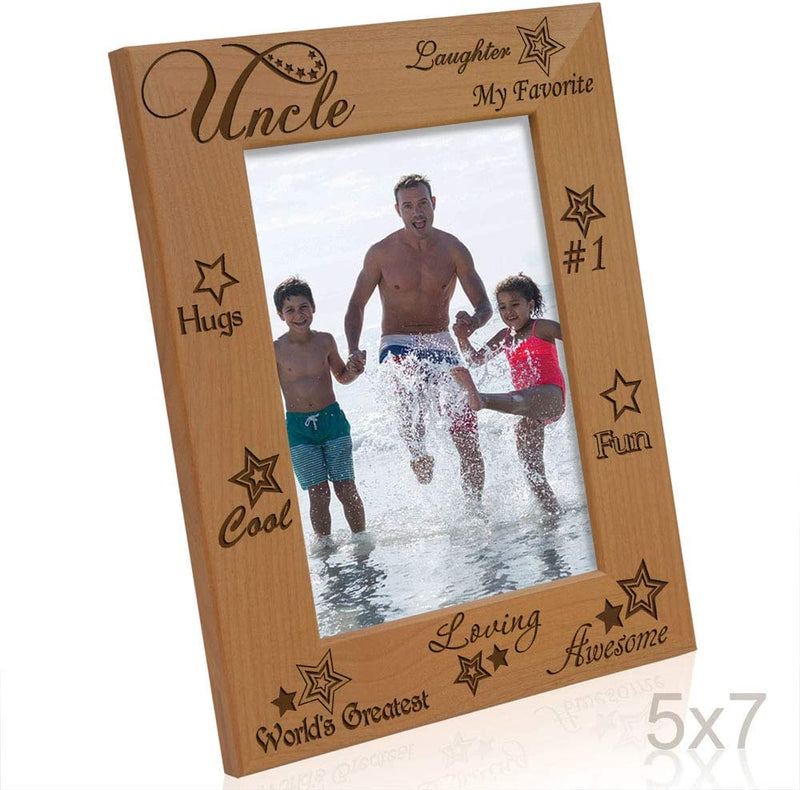 KATE POSH My Awesome, Cool, Loving, Favorite Uncle Engraved Natural Wood Picture Frame, Best Uncle Ever Gifts (5X7 Vertical) Home & Garden > Decor > Picture Frames KATE POSH   