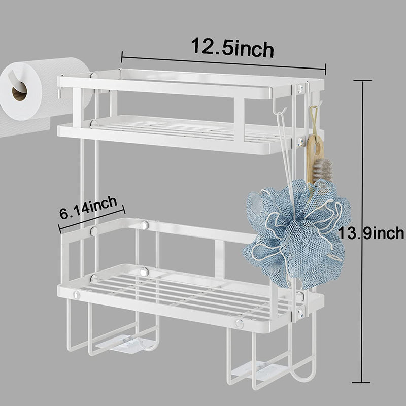 Over the Toilet Storage,Cd HOME Bathroom Organizer Shelves,No Drilling Space Saver Organizer Rack for Paper Towels Shampoo(White, 2-Tier) Home & Garden > Household Supplies > Storage & Organization CD HOME   
