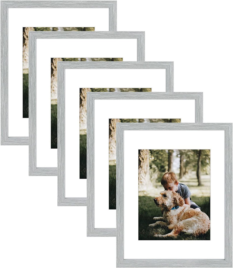 Golden State Art, 8X10 White Picture Frame Made of 100% Solid Pine Wood and Tempered Glass, Display for 8X10 Picture without Mat (Windows 7.5X9.5 Inch)-Table Top or Wall Display, 1 Pack Home & Garden > Decor > Picture Frames Golden State Art Gray 11x14 (5 Pack) 