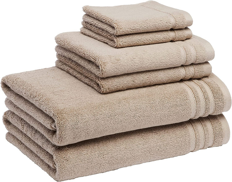 Cotton Bath Towels, Made with 30% Recycled Cotton Content - 2-Pack, White Home & Garden > Linens & Bedding > Towels KOL DEALS Taupe 6-Piece Set 