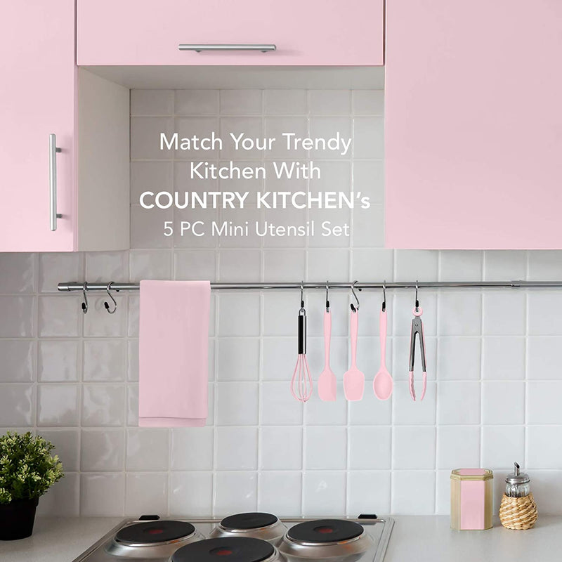 Country Kitchen Set of Five Pink and Gunmetal Silicone MINI Kitchen Utensil Set Home & Garden > Kitchen & Dining > Kitchen Tools & Utensils Enchante Direct   
