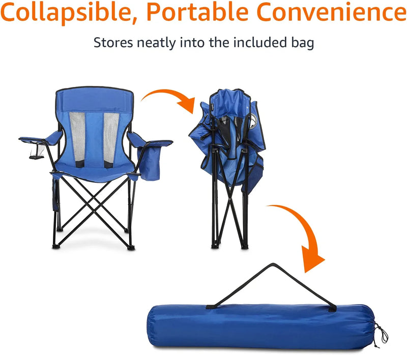 Folding Mesh-Back Outdoor Camping Chair with Carrying Bag - 34 X 20 X 36 Inches, Blue Home & Garden > Lighting > Lighting Fixtures > Chandeliers KOL DEALS   