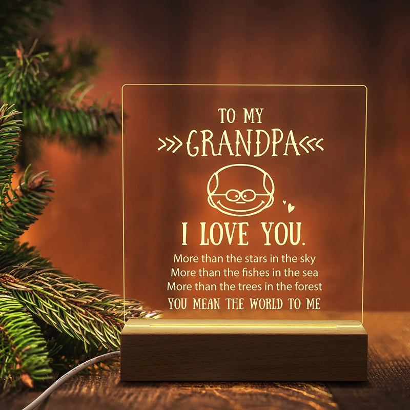 PRSTENLY Anniversary Wedding Gifts for Wife Night Light, to My Wife Gifts Engraved Night Lamp with Wooden Base, Engagement Birthday Gifts for Wife from Husband Home & Garden > Lighting > Night Lights & Ambient Lighting PRSTENLY To My Grandpa  