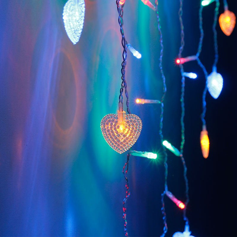 TANGNADE Valentine'S Day Ornaments 128Led Lover Heart Curtain Lights Party Wedding Outdoor Garden Decor Lamp Home & Garden > Decor > Seasonal & Holiday Decorations TANGNADE   