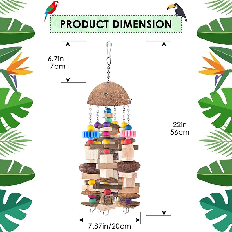 KATUMO Bird Parrot Toy, Large Parrot Toy Durable Wooden Blocks Bird Chewing Toy Parrot Cage Bite Toy Suits for African Grey Cockatoos Parrots Mini Macaws Large Medium Parrot Birds Animals & Pet Supplies > Pet Supplies > Bird Supplies > Bird Toys KATUMO   