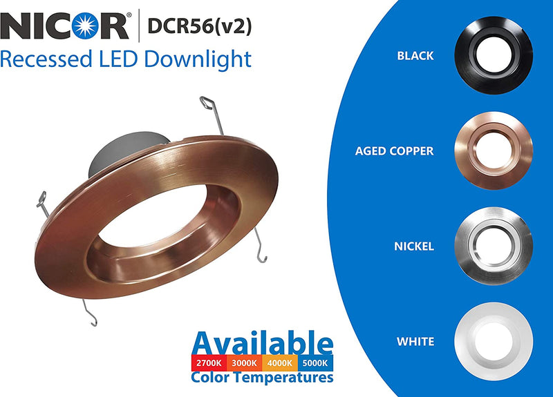 NICOR Lighting DCR562121203KAC Dcr56(V2) High-Output 1200 Lumen Recessed LED Downlight, 5/6, Aged Copper Home & Garden > Lighting > Flood & Spot Lights NICOR Lighting   