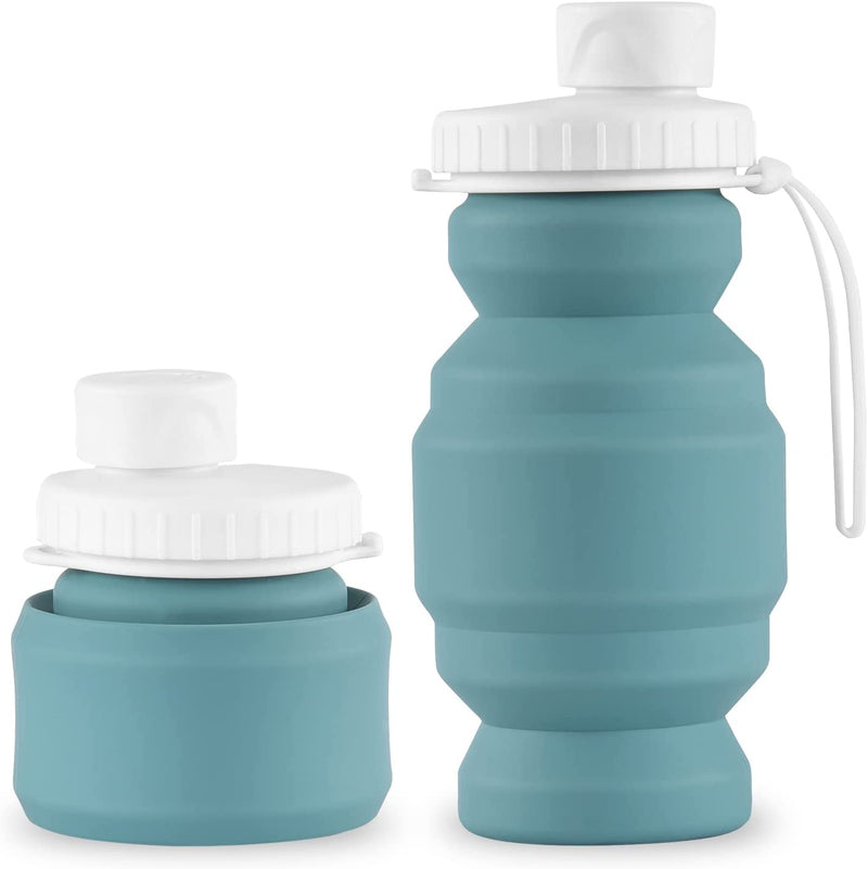 SPECIAL MADE 2Pack Collapsible Water Bottles Leakproof Valve Reusable BPA Free Silicone Foldable Water Bottle for Sport Gym Camping Hiking Travel Sports Lightweight Durable 20Oz 600Ml Sporting Goods > Outdoor Recreation > Winter Sports & Activities SPECIAL MADE green 11oz  