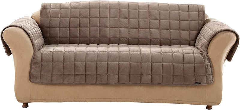 Surefit Deluxe Microban Sofa Furniture Cover, Quilted Velvet Polyester, Machine Washable, Ivory Home & Garden > Decor > Chair & Sofa Cushions SureFit Sable Sofa 