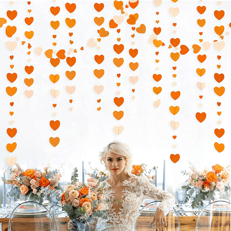 52 Ft Valentines Day Orange Heart Garland Gradient Heart Hanging Paper Streamer for Fall Autumn Wedding Bridal Shower Birthday Baby Shower Engagement Thanksgiving Harvest Party Decorations Supplies Arts & Entertainment > Party & Celebration > Party Supplies pinkblume   