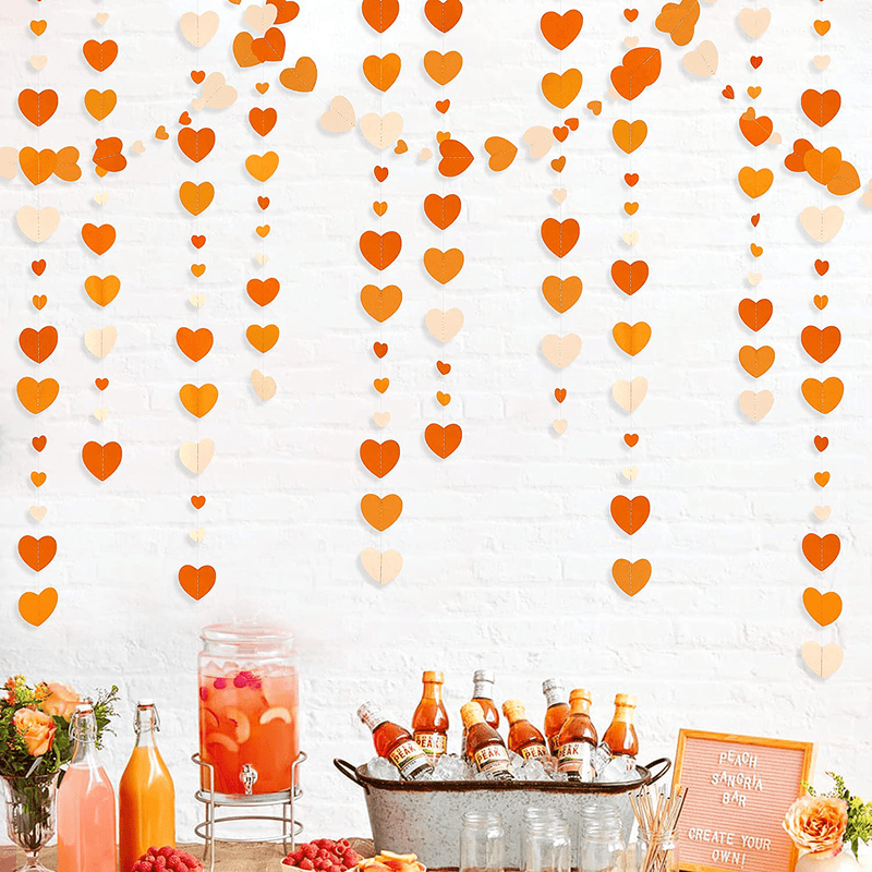 52 Ft Valentines Day Orange Heart Garland Gradient Heart Hanging Paper Streamer for Fall Autumn Wedding Bridal Shower Birthday Baby Shower Engagement Thanksgiving Harvest Party Decorations Supplies Arts & Entertainment > Party & Celebration > Party Supplies pinkblume Fall Garland  
