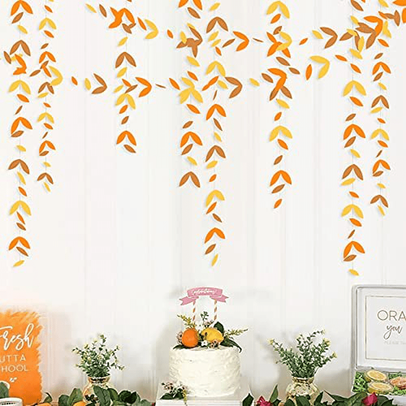 52 Ft Valentines Day Orange Heart Garland Gradient Heart Hanging Paper Streamer for Fall Autumn Wedding Bridal Shower Birthday Baby Shower Engagement Thanksgiving Harvest Party Decorations Supplies Arts & Entertainment > Party & Celebration > Party Supplies pinkblume Leaf Garland  