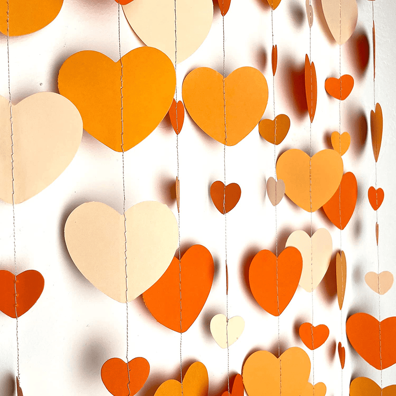 52 Ft Valentines Day Orange Heart Garland Gradient Heart Hanging Paper Streamer for Fall Autumn Wedding Bridal Shower Birthday Baby Shower Engagement Thanksgiving Harvest Party Decorations Supplies Arts & Entertainment > Party & Celebration > Party Supplies pinkblume   