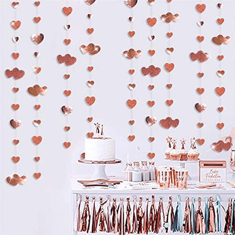 52 Ft Valentines Day Rose Gold Heart Garland Hanging Paper Love Heart Streamer Banner for Anniversary Mother'S Day Bachelorette Engagement Wedding Bridal Shower Birthday Party Decorations Supplies Arts & Entertainment > Party & Celebration > Party Supplies pinkblume   