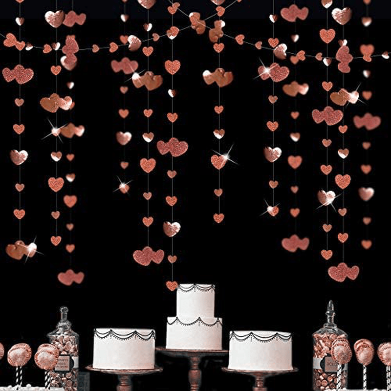 52 Ft Valentines Day Rose Gold Heart Garland Hanging Paper Love Heart Streamer Banner for Anniversary Mother'S Day Bachelorette Engagement Wedding Bridal Shower Birthday Party Decorations Supplies Arts & Entertainment > Party & Celebration > Party Supplies pinkblume Rose Gold  