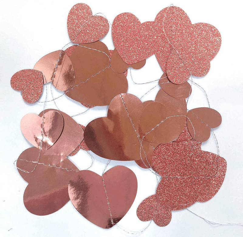 52 Ft Valentines Day Rose Gold Heart Garland Hanging Paper Love Heart Streamer Banner for Anniversary Mother'S Day Bachelorette Engagement Wedding Bridal Shower Birthday Party Decorations Supplies Arts & Entertainment > Party & Celebration > Party Supplies pinkblume   