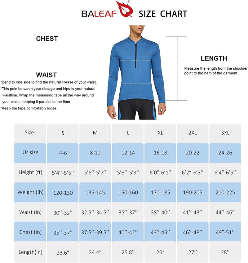 BALEAF Men'S Cycling Jersey Top Half Zip Bike Shirt 4 Rear Pockets Mountain Bicycle Quick Dry Reflective