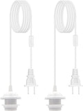 2 Pack Pendant Light Cord Light Bulb Socket,Pendant Lighting DIY Plug in Lamp Fixture,Hanging Lamp Extension Cable Fit E26 E27 Light Socket,White Home & Garden > Lighting > Lighting Fixtures EAGBUB White  
