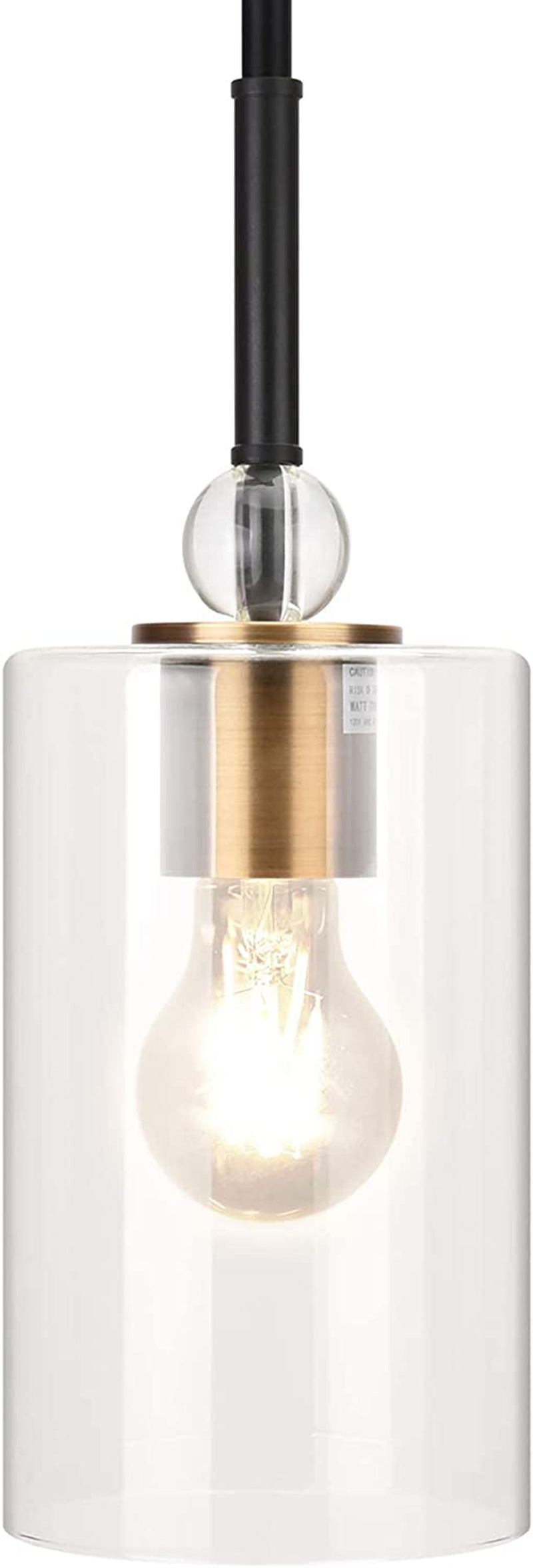 Ul-Listed Glass Pendant Light with E26 LED Bulb, JACKYLED Adjustable Height Antique Brass Hanging Light, Modern Gold Pendant Light for Kitchen Island Home & Garden > Lighting > Lighting Fixtures JACKYLED   