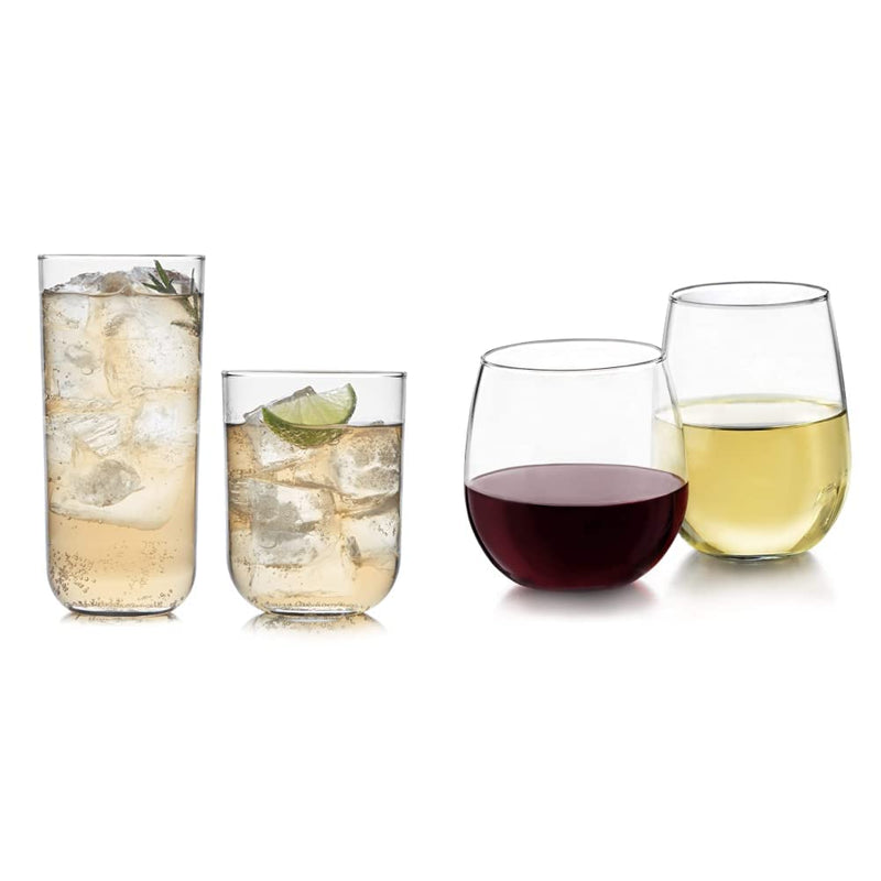 Libbey Polaris 16-Piece Tumbler and Rocks Glass Set, Axis Home & Garden > Kitchen & Dining > Tableware > Drinkware Libbey 16-Piece Set (17.75 Oz and 15 Oz) Glasses + Party Set 