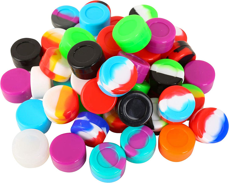 Silicone 50PCS 5ML Non-Stick Wax Containers Multi Use Storage Jars Oil Concentrate Bottles Assorted Colors