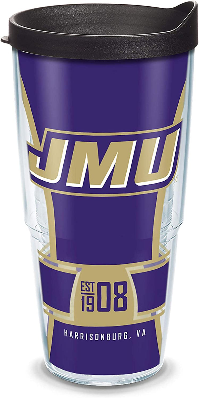 Tervis Made in USA Double Walled James Madison University JMU Dukes Insulated Tumbler Cup Keeps Drinks Cold & Hot, 24Oz - Black Lid, Primary Logo Home & Garden > Kitchen & Dining > Tableware > Drinkware Tervis Spirit 24oz - Black Lid 