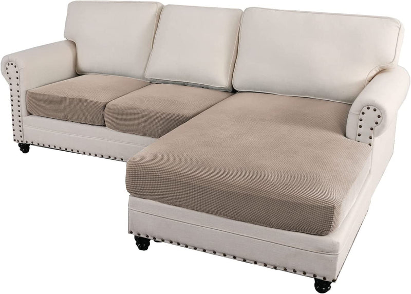 H.VERSAILTEX Sectional Couch Covers 3 Pieces Sofa Seat Cushion Covers L Shape Separate Cushion Couch Chaise Cover Elastic Furniture Protector for Both Left/Right Sectional Couch (3 Seater, Grey) Home & Garden > Decor > Chair & Sofa Cushions H.VERSAILTEX Sand 3 Seater 