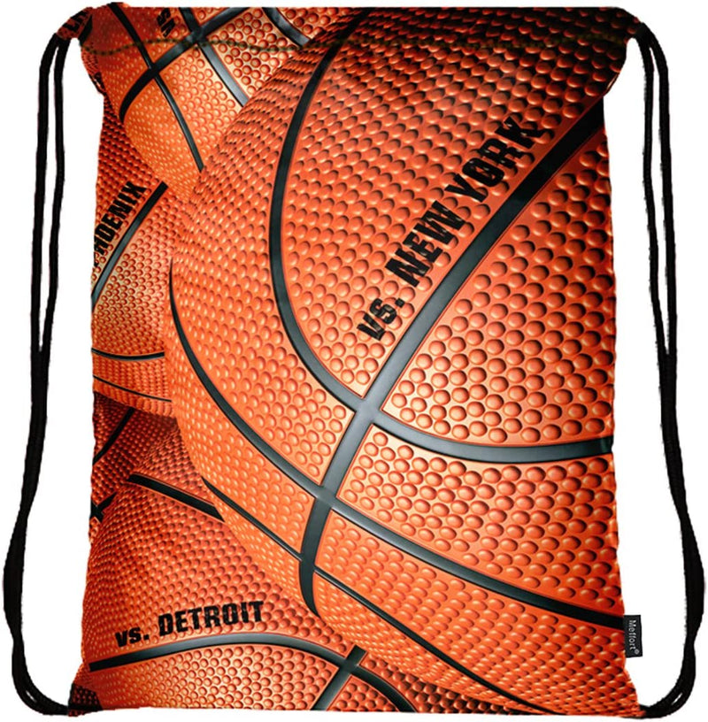 Meffort Inc Lightweight Drawstring Bag Sport Gym Sack Bag Backpack with Side Pocket - Almond Blossom Home & Garden > Household Supplies > Storage & Organization Meffort Inc Basketball  