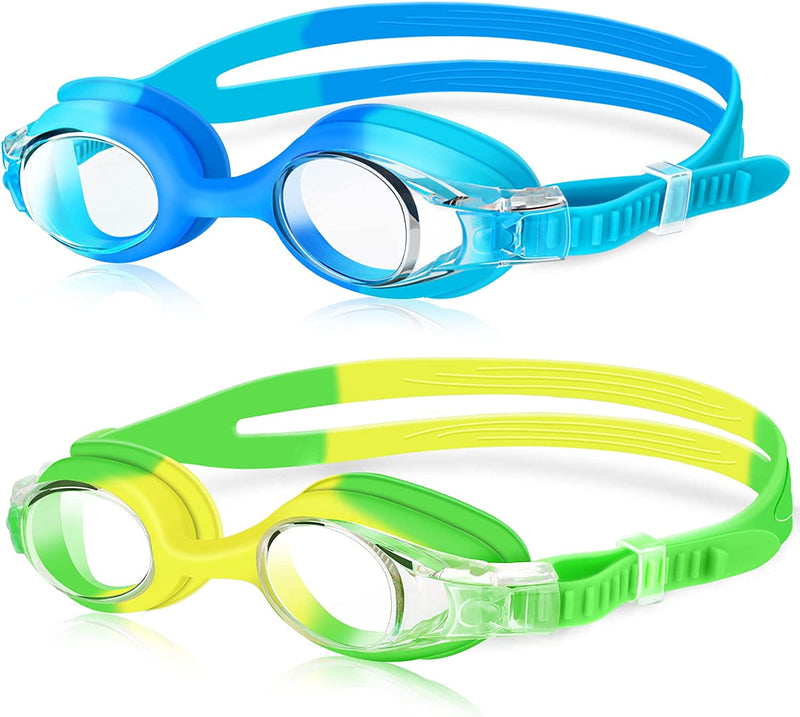 Kids Swim Goggles, 2 Pack Swimming Goggles No Leaking anti Fog Kids Goggles for Boys Girls(Age 6-14) Sporting Goods > Outdoor Recreation > Boating & Water Sports > Swimming > Swim Goggles & Masks Starweh Blue & Yellow Green  