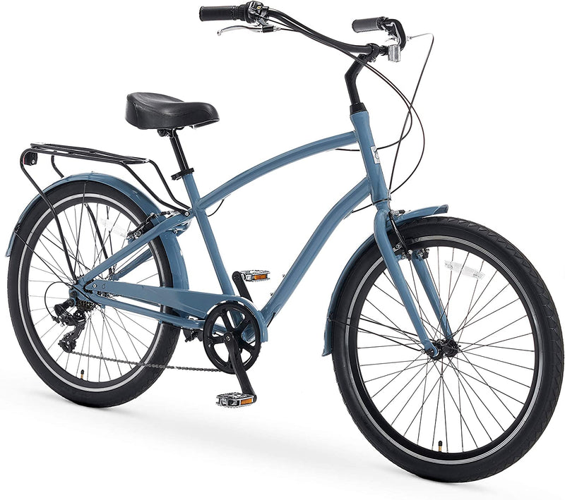 Sixthreezero Hybrid-Bicycles Evryjourney Men'S Hybrid Cruiser Bicycle, 1/3/7/21 Speed Bicycles, 26" Wheels, Multiple Colors Sporting Goods > Outdoor Recreation > Cycling > Bicycles Experience Architects, LLC Steel Blue w/Black Seat/Grips Evryjourney Men's 26"/ 7-speed