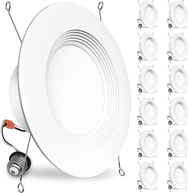 BBOUNDER 12 Pack 5/6 Inch LED Recessed Downlight, Baffle Trim, Dimmable, 12.5W=100W, 5000K Daylight, 950 LM, Damp Rated, Simple Retrofit Installation -No Flicker Home & Garden > Lighting > Flood & Spot Lights BBOUNDER 5000K Daylight 6 Inch 