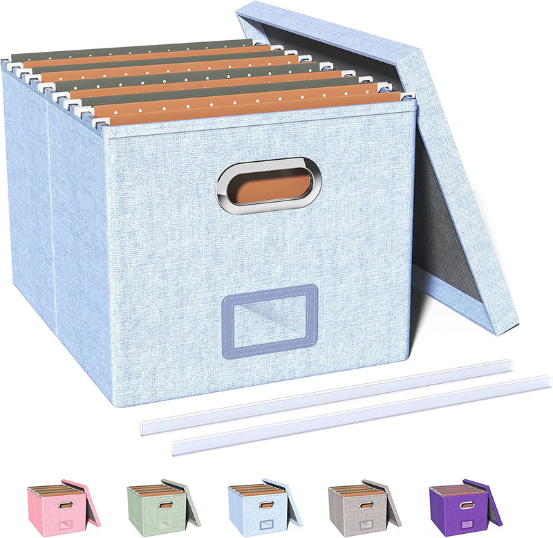 Oterri File Storage Organizer Box,Filing Box,Portable File Box with Lid,Fit for Letter/Legal File Folder Storage, Easy Slide Durable Hanging File Box for Office/Decor/Home,1 Pack,Gray-Box Only Home & Garden > Household Supplies > Storage & Organization Oterri Sky-blue 1 pack 