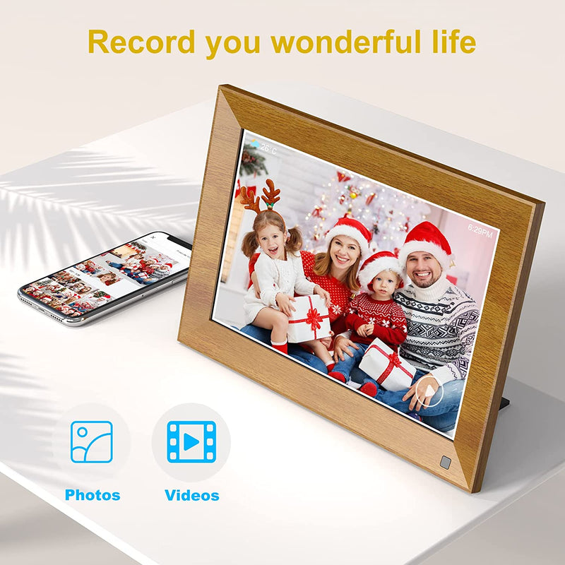 Digital Picture Frame 10.1 Inch, Electronic Photo Frame Wifi with APP, Smart Electric Video Photo Frame Slideshow with Email, 1280X800 IPS FHD Uploadable Digital Photo Frames Cloud Storage