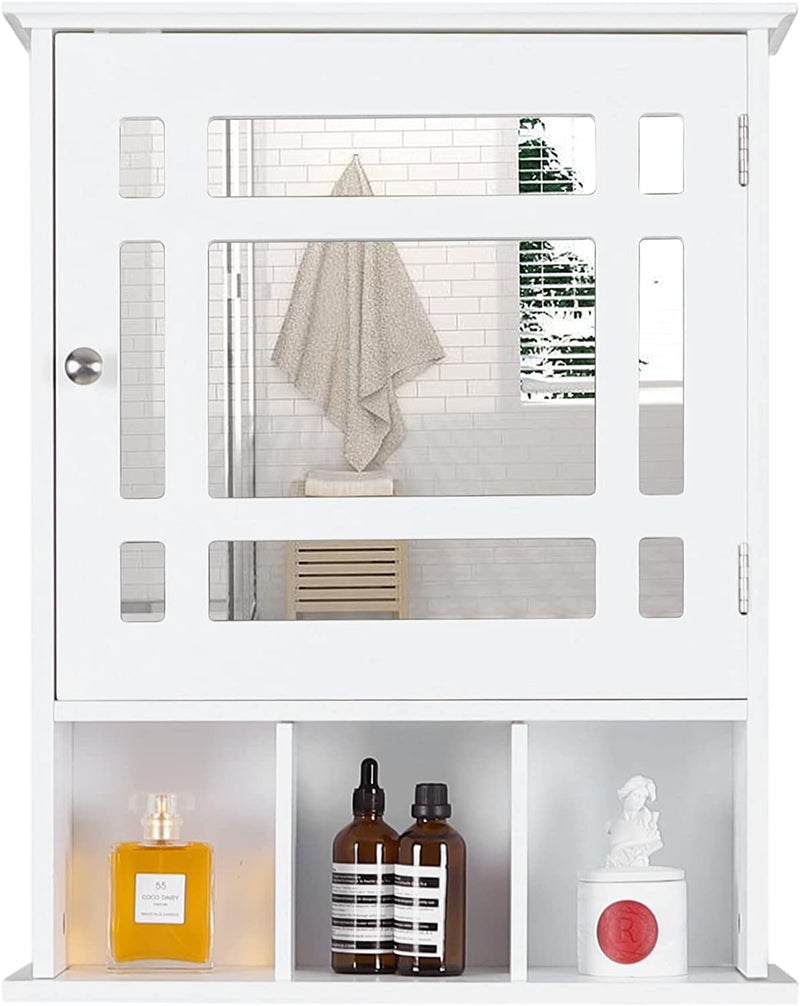 MAISON ARTS Bathroom Medicine Cabinet with Mirror and Adjustable Shelf, Medicine Cabinets Bathroom Cabinet Wall Mounted for Kitchen, Living Room and Laundry Room, Grey Home & Garden > Household Supplies > Storage & Organization MAISON ARTS White 1 door & 1 mirror 