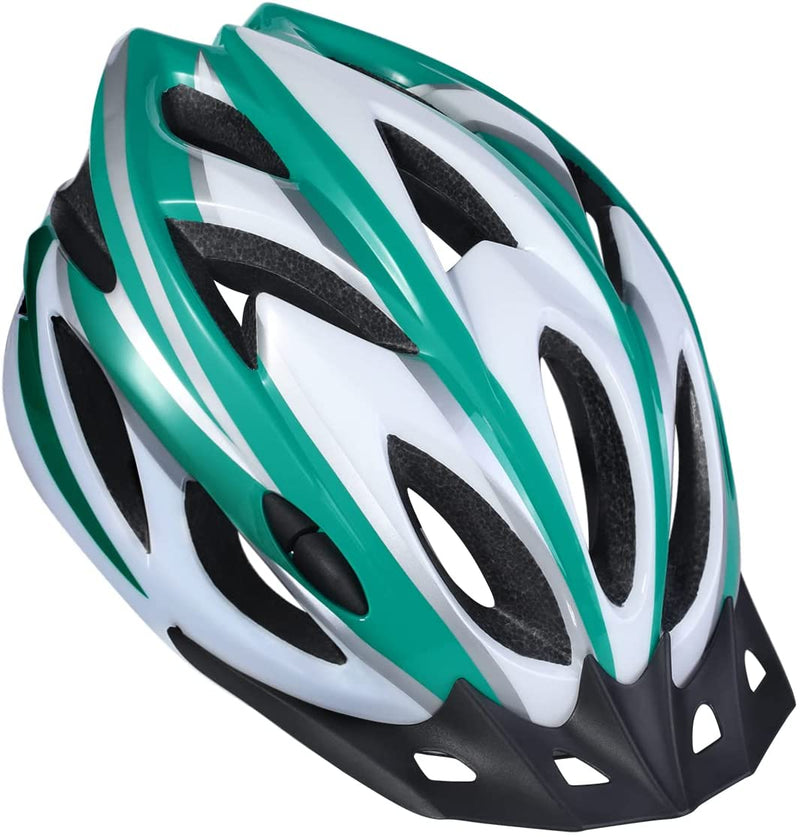 Zacro Adult Bike Helmet Lightweight - Bike Helmet for Men Women Comfort with Pads&Visor, Certified Bicycle Helmet for Adults Youth Mountain Road Biker Sporting Goods > Outdoor Recreation > Cycling > Cycling Apparel & Accessories > Bicycle Helmets Zacro White Plus Green  