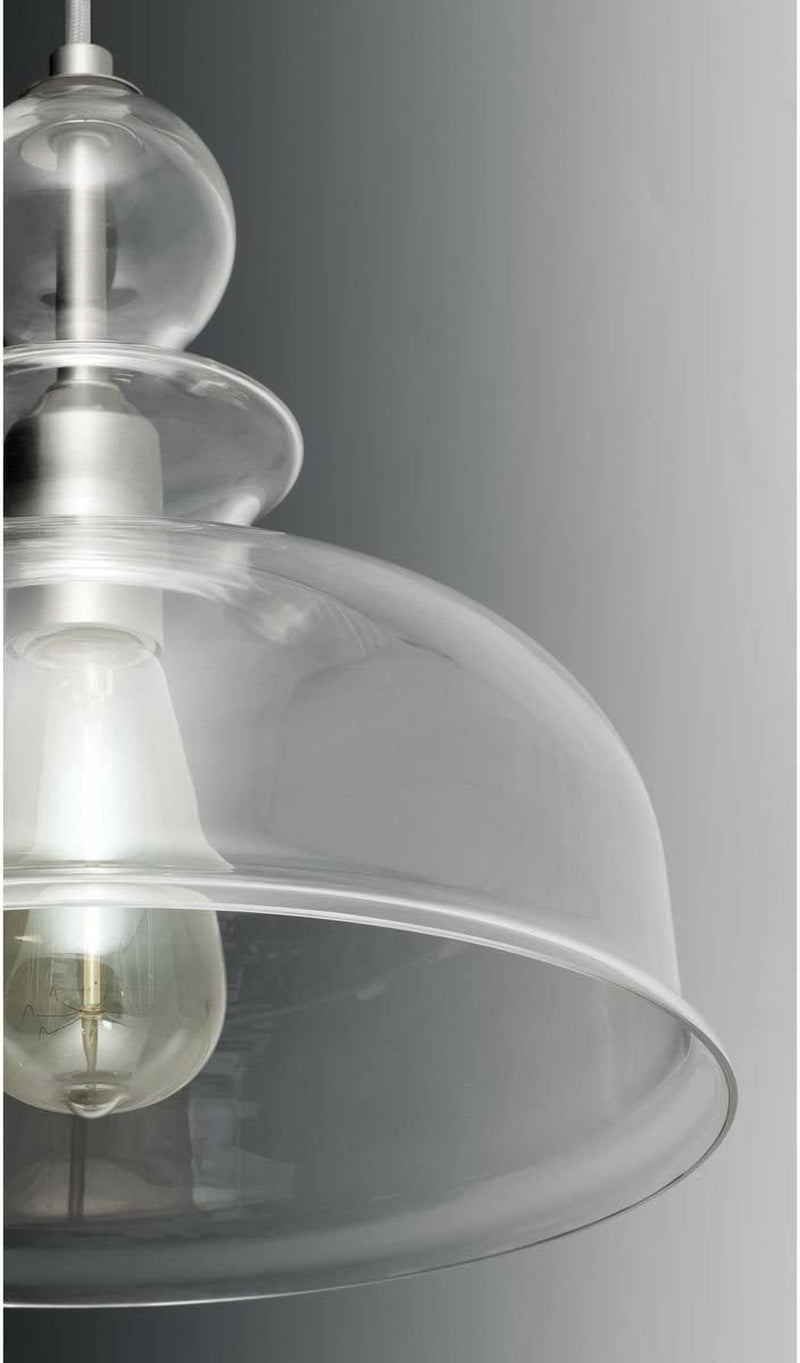 Staunton Collection 1-Light Clear Glass Global Pendant Light Brushed Nickel Home & Garden > Lighting > Lighting Fixtures Progress Lighting   
