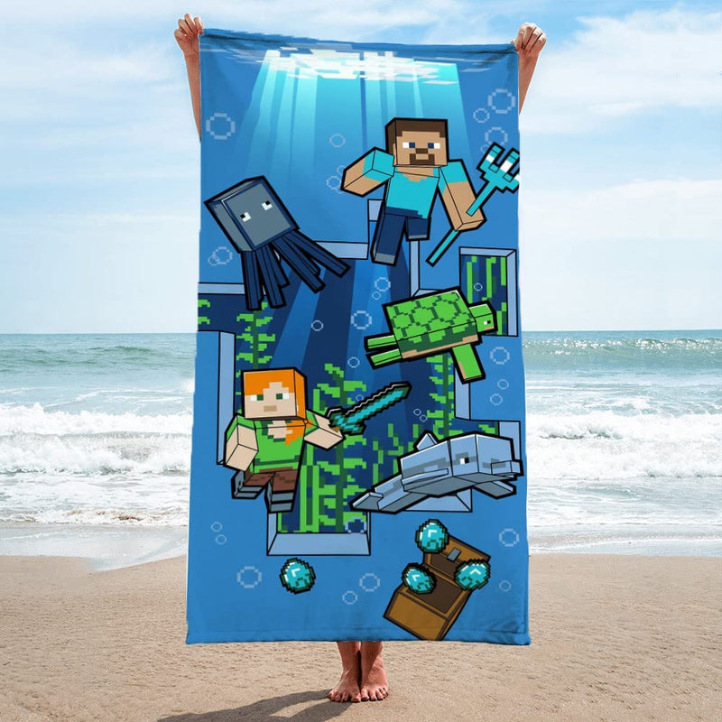 Jay Franco Minecraft Underwater Adventure Bath/Pool/Beach Towel - Super Soft & Absorbent Fade Resistant Cotton Towel Features Alex & Steve, Measures 28 X 58 Inches (Official Minecraft Product)