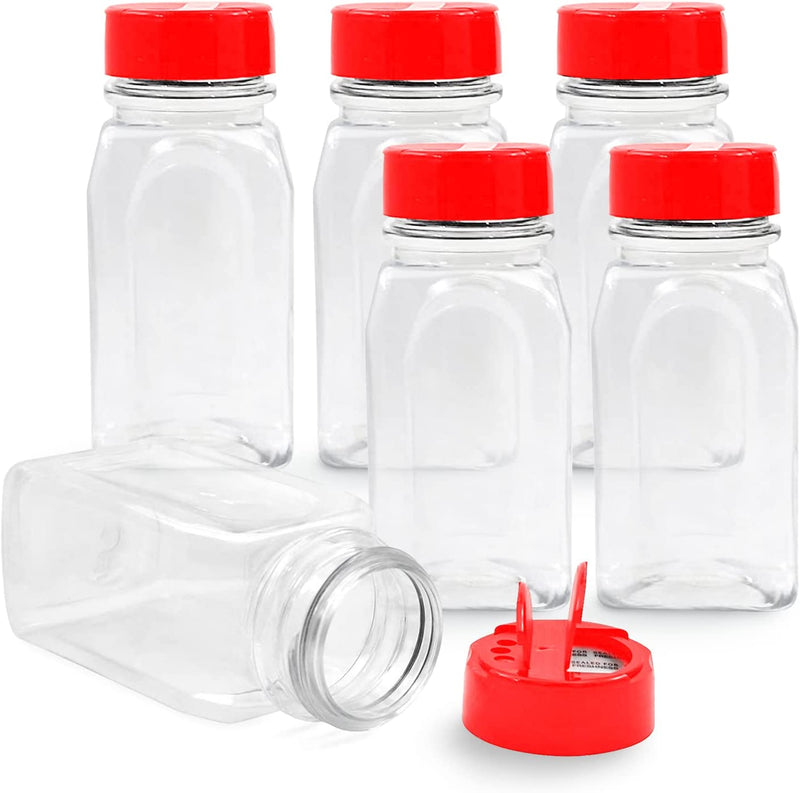 Royalhouse - 12 PACK - 9.5 Oz with Red Cap - Plastic Jars Bottles Containers - Perfect for Storing Spice, Herbs and Powders - Lined Cap - Safe Plastic - PET - BPA Free - Made in the USA Home & Garden > Decor > Decorative Jars RoyalHouse 6 pack  