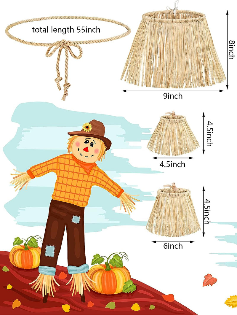Geyoga 7 Pieces Scarecrow Costume Set Include Raffia Scarecrow Straw Kit Scarecrow Hat for Halloween Harvest Party Accessory  Geyoga   