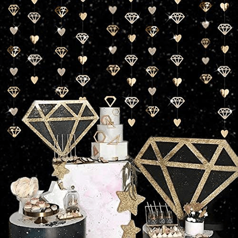 52Ft Valentines Day Champagne Gold Diamond Heart Garland Paper Hanging Streamer Banner for Engagement Anniversary Mother'S Day Bachelorette Wedding Bridal Shower Hen Birthday Party Decoration Supplies Arts & Entertainment > Party & Celebration > Party Supplies pinkblume   