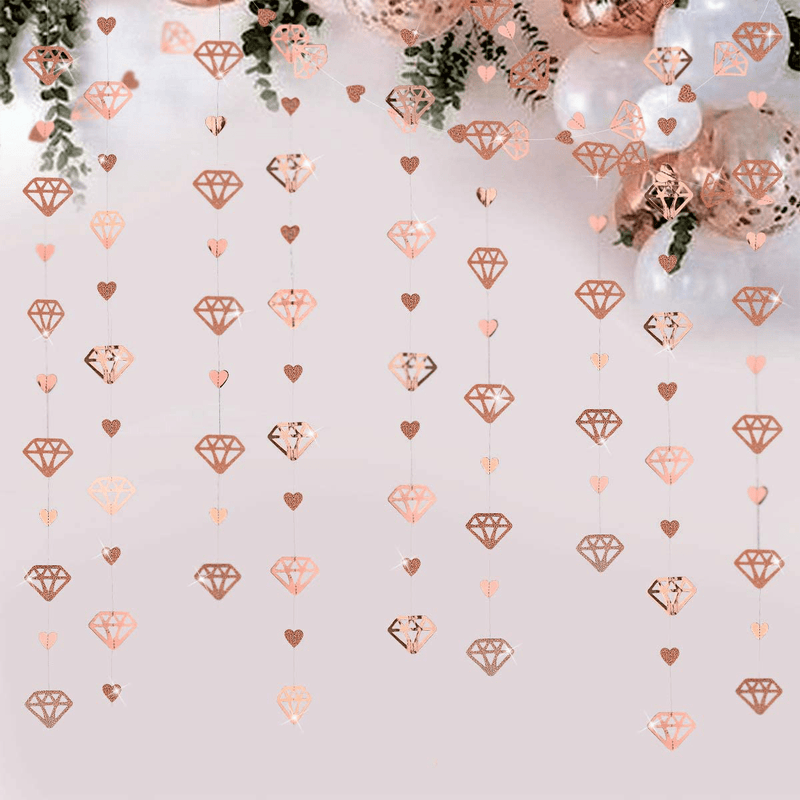 52Ft Valentines Day Rose Gold Diamond Heart Garland Hanging Paper Hanging Streamer Banner for Engagement Anniversary Mother'S Day Bachelorette Wedding Bridal Shower Hen Birthday Party Decorations Arts & Entertainment > Party & Celebration > Party Supplies pinkblume   