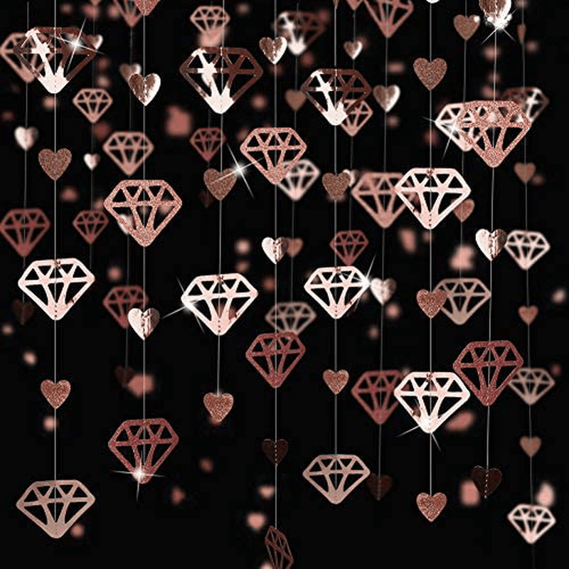 52Ft Valentines Day Rose Gold Diamond Heart Garland Hanging Paper Hanging Streamer Banner for Engagement Anniversary Mother'S Day Bachelorette Wedding Bridal Shower Hen Birthday Party Decorations Arts & Entertainment > Party & Celebration > Party Supplies pinkblume   