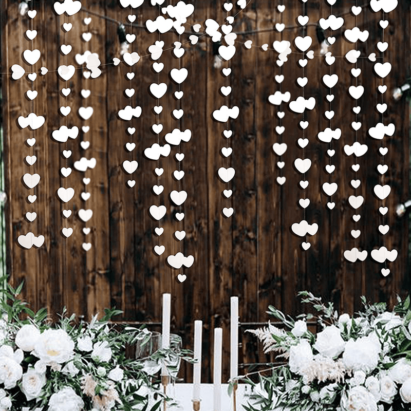 52Ft Valentines Day White Heart Garland White Pearl Hanging Paper Love Heart Streamer Banner for Winter Anniversary Mother'S Day Wedding Bridal Shower Engagement Bachelorette Party Decoration Supplies Arts & Entertainment > Party & Celebration > Party Supplies pinkblume   