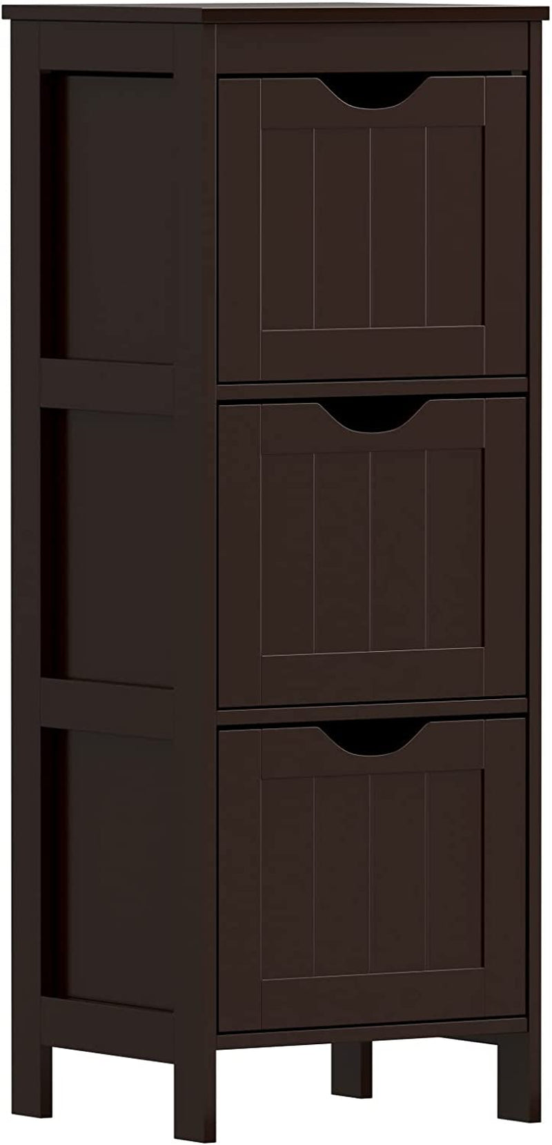 Reettic Narrow Bathroom Storage Cabinet with 3 Removable Drawers, DIY, Free Standing Side Storage Organizer for Bedroom, Living Room, Entryway, 11.8" L X 11.8" W X 35" H, Black BYSG102B Home & Garden > Household Supplies > Storage & Organization Reettic Brown 11.8"L x 11.8"W x 35"H 