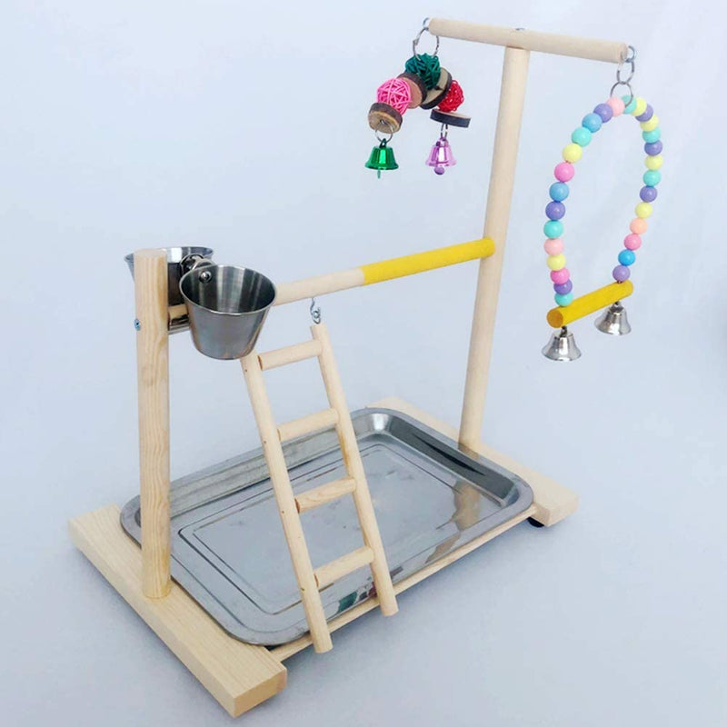Parrot Playground Bird Exercise Gym Playstand Wood Perch Cockatiel Stand Playpen Ladder Toys with Feeder Cups Cage for Parakeets Lovebird Conures Cockatiel . Animals & Pet Supplies > Pet Supplies > Bird Supplies Tfwadmx   