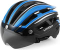 Lixada Adult Bike Helmet Mountain Bike Helmet with Detachable Magnetic Goggles Removable Sun Visor Adjustable Mountain & Road Bicycle Helmets for Men Women Cycling Helmets Sporting Goods > Outdoor Recreation > Cycling > Cycling Apparel & Accessories > Bicycle Helmets Lixada Blue & white  