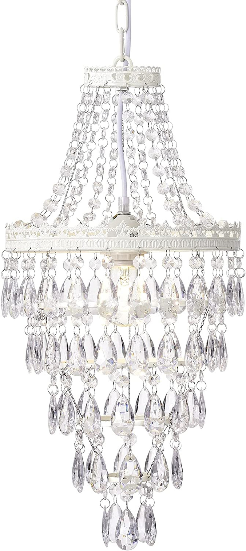 COTTAGE LIFE Small White Chandelier Crystal Chandeliers for Bedrooms Mini Style Pendant Light Fixtures 1-Light Modern Chandelier for Girls Room Home & Garden > Lighting > Lighting Fixtures > Chandeliers Ashop   