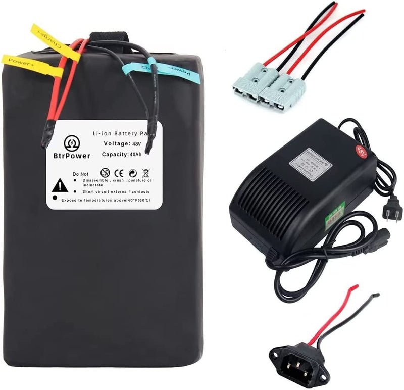 Btrpower Ebike Battery 48V 10AH 18AH 20AH 30AH 50AH Lithium Ion / Lifepo4 Battery Pack with 5A Charger,50A BMS for 300W-3000W Motor Sporting Goods > Outdoor Recreation > Cycling > Bicycles BtrPower 48V 40AH Li-ion  